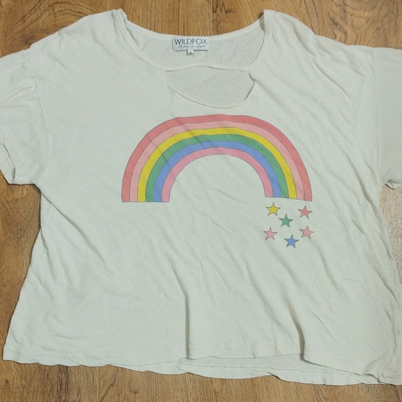 Wildfox Revolve Rainbow Stars Rivo Vintage Lace Distressed Short Sleeve Tee - Picture 6 of 7